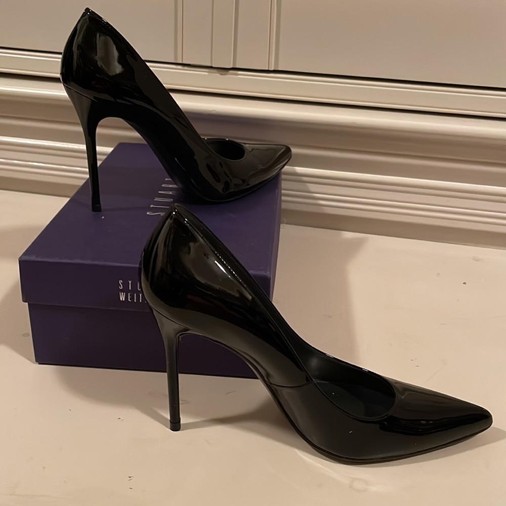 Stuart Weitzman Nouveau blk patent heels size 8.5 - Picture 3 of 6